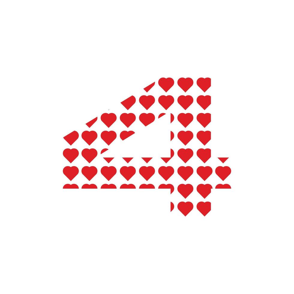 Number 4 Love Pattern Abstract Creative Business Modern Logo Design vector