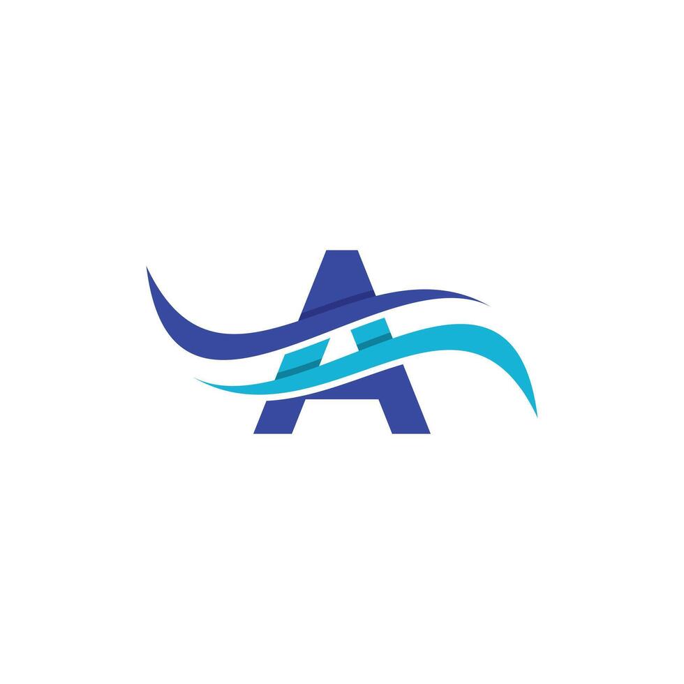 Letter A Flow Wave Blue Simplicity Business Creative Design Logo vector