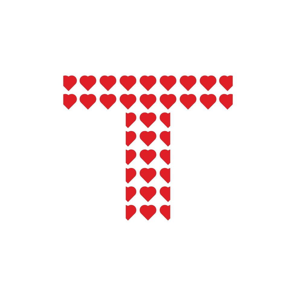 Initial T Love Pattern Modern Creative Icon Design Template Logo vector