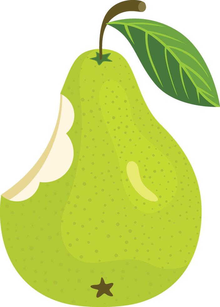 Eaten green pear isolated on white vector