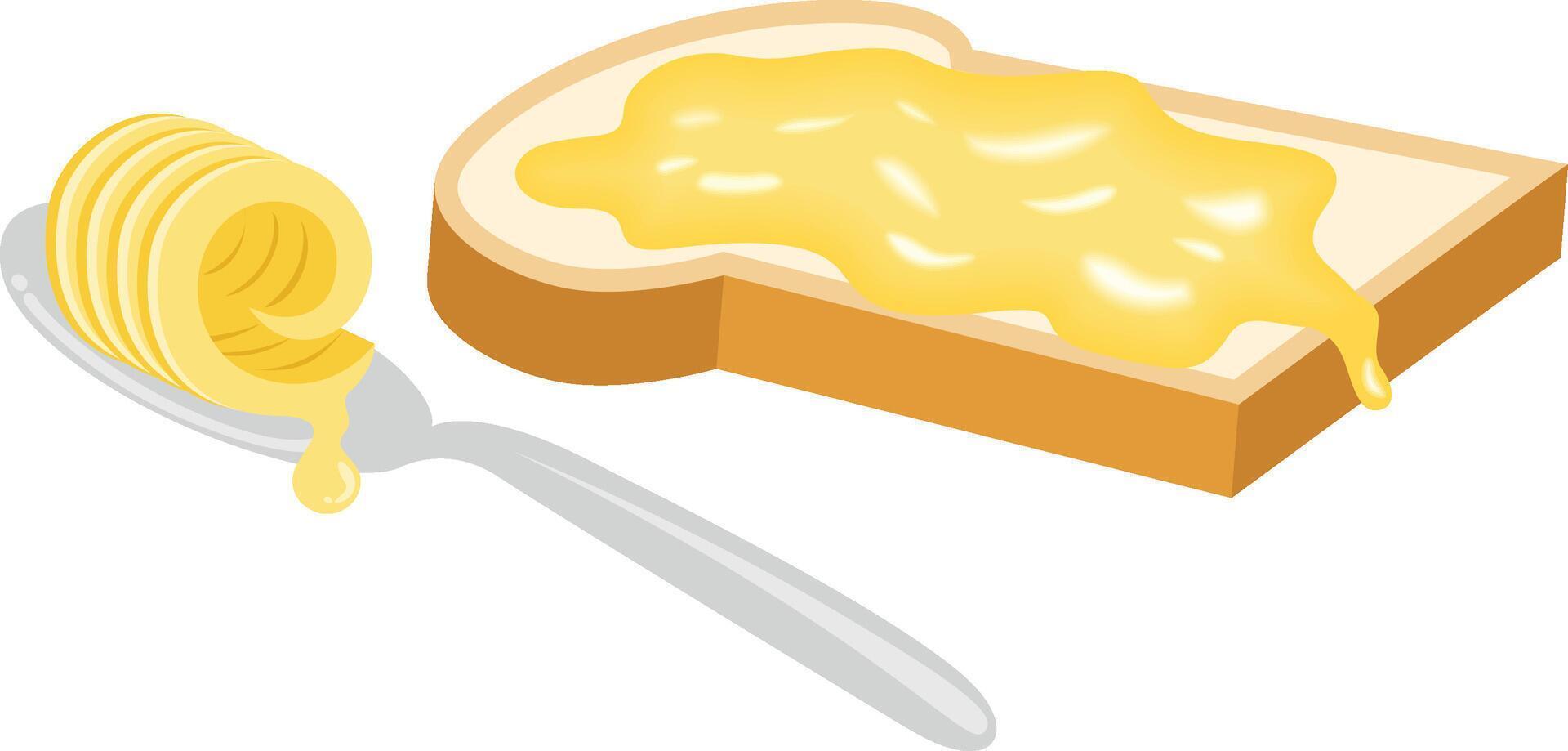 Knife with butter and spread slice of bread vector