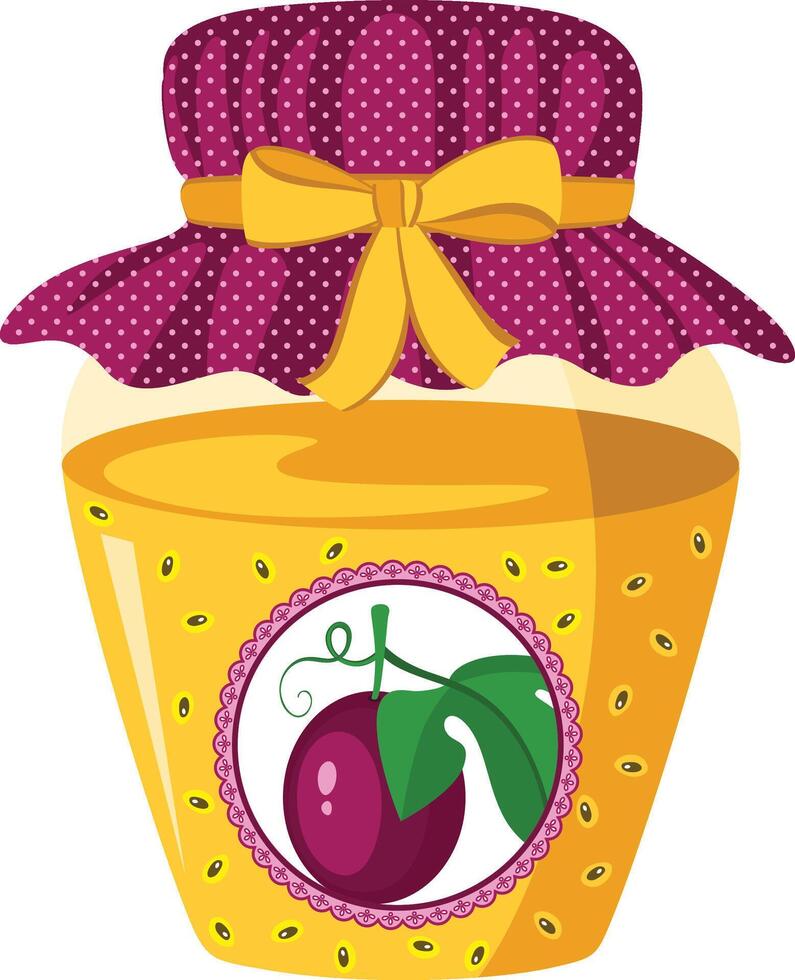 Passion fruit jam in a glass jar vector