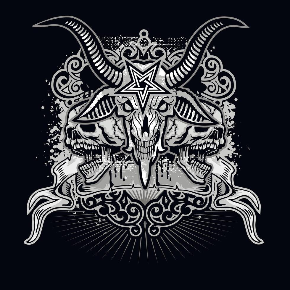Gothic sign with skull, grunge vintage design t shirts vector