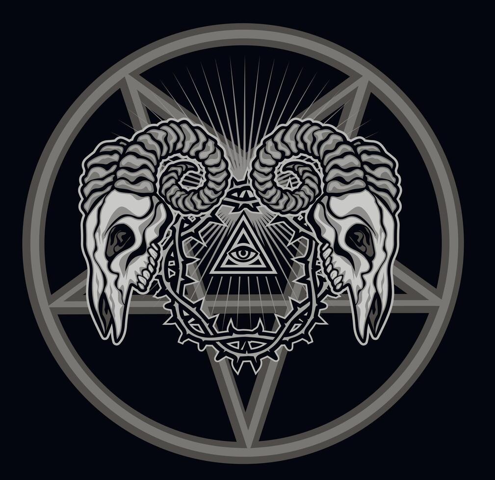 Gothic sign with skull, grunge vintage design t shirts vector