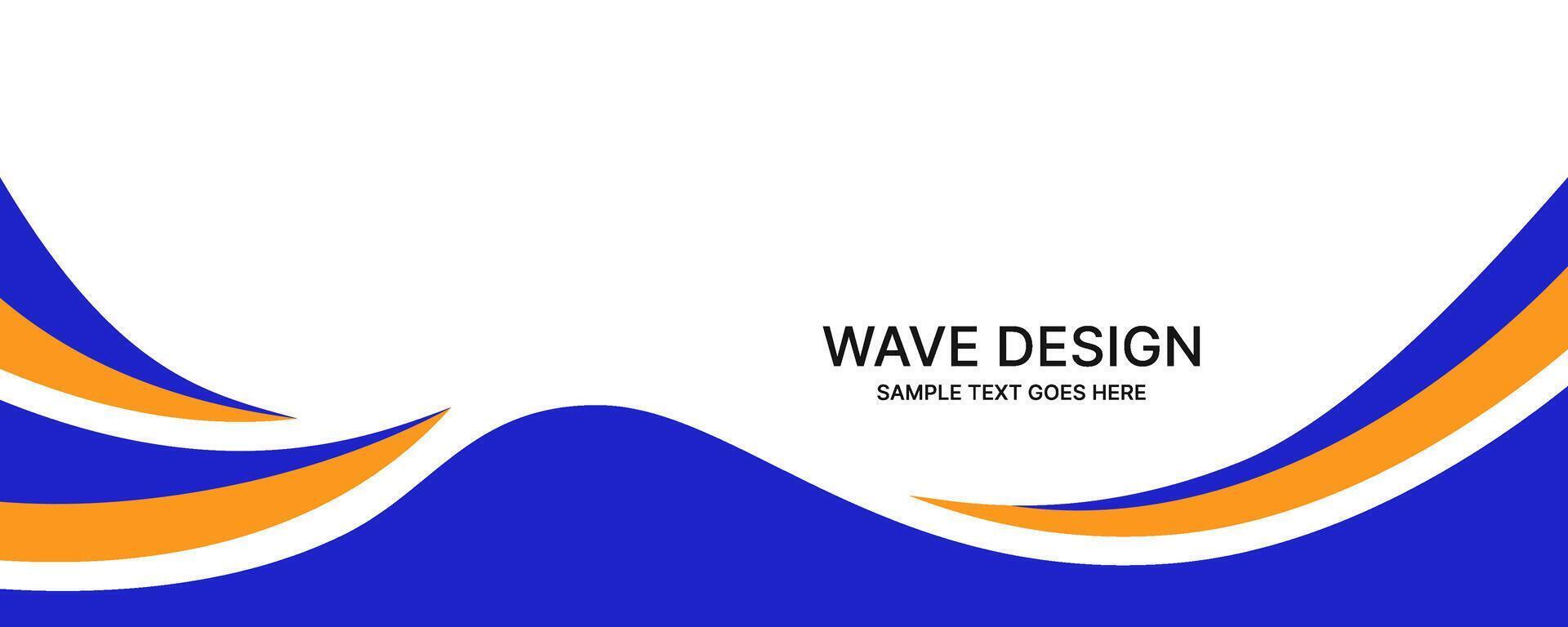 Abstract wavy banner background with dynamic blue and orange curve shape. vector