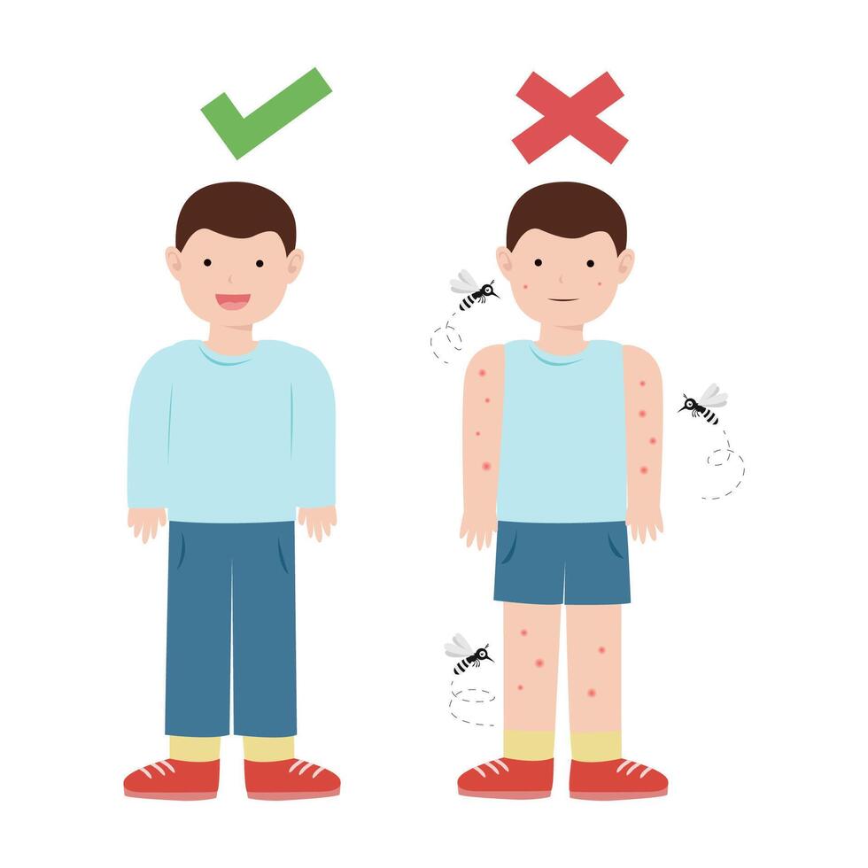 man dressing cover body to protect mosquito bite vector