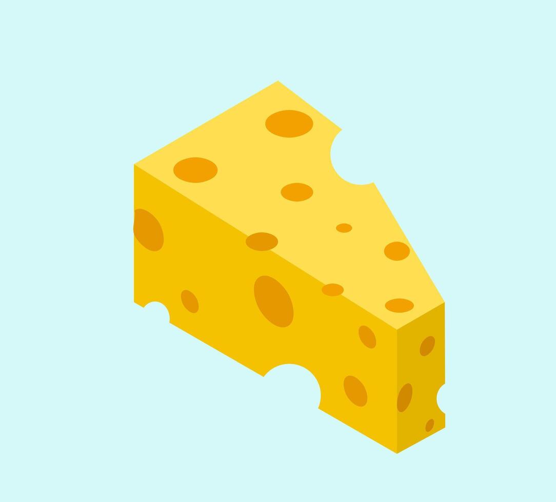 Cheese isometric icons, isolated flat. Mozzarella, yogurt, ricotta, cream cheese, parmesan, cheddar, brie, emmenthal, gouda symbol. vector
