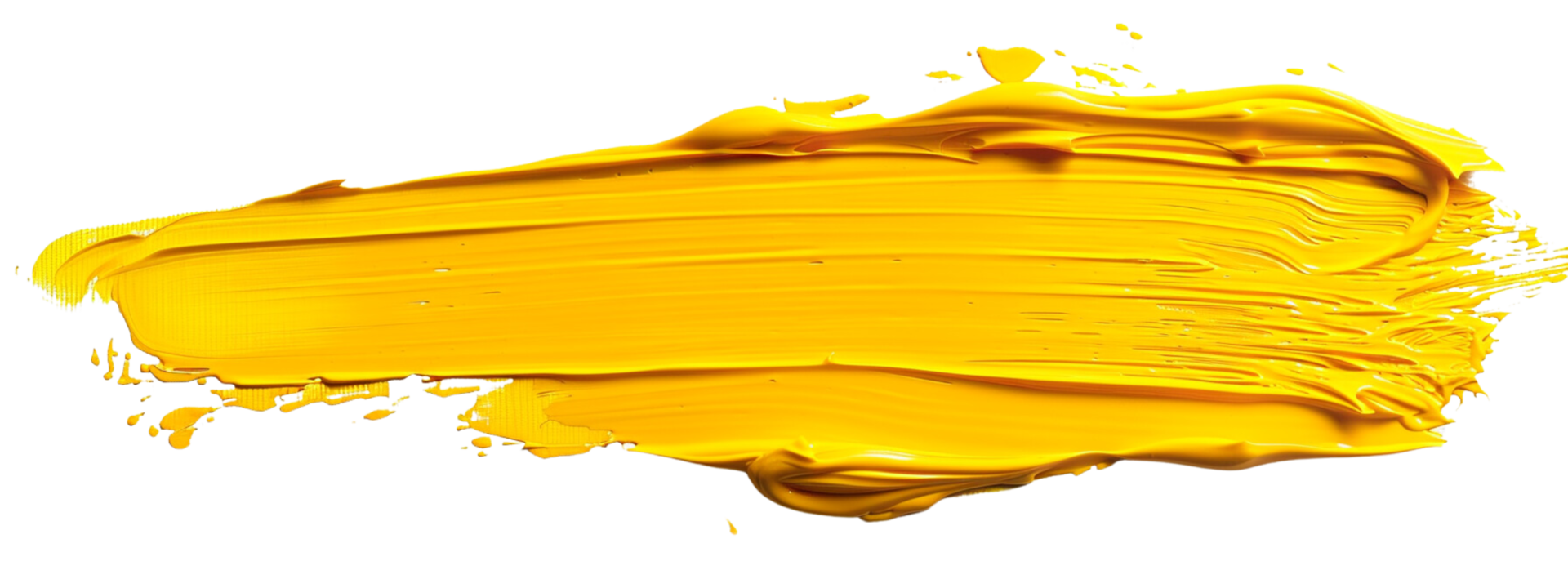 A vibrant stroke of yellow paint texture, isolated on a clean white canvas isolated on a transparent background png