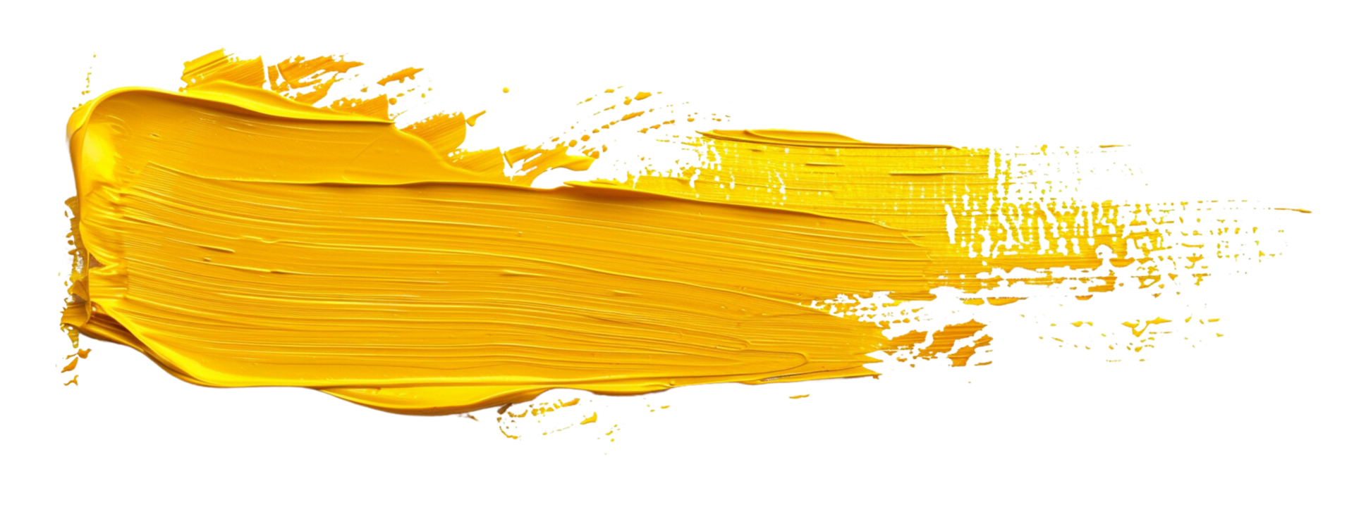 A vibrant stroke of yellow paint texture, isolated on a clean white canvas isolated on a transparent background png