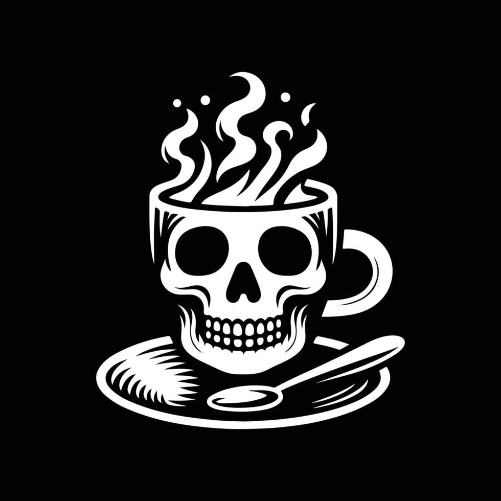 skull with coffee cup logo design template vector