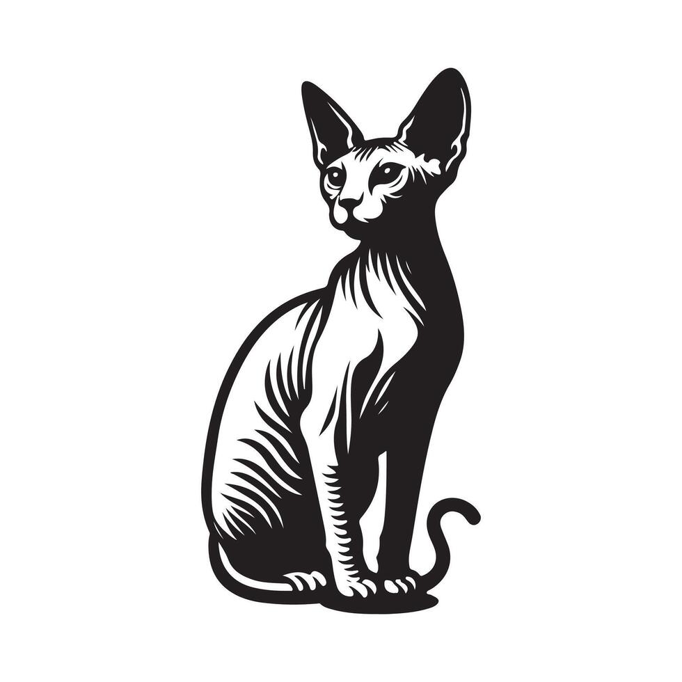 Sphynx Cat logo design silhouette perfect shape black and white vector