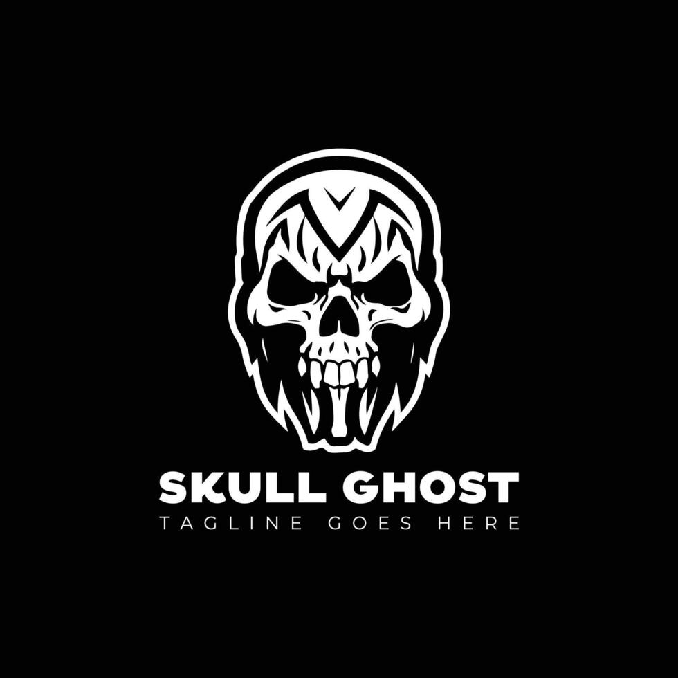 skull with ghost logo design template vector