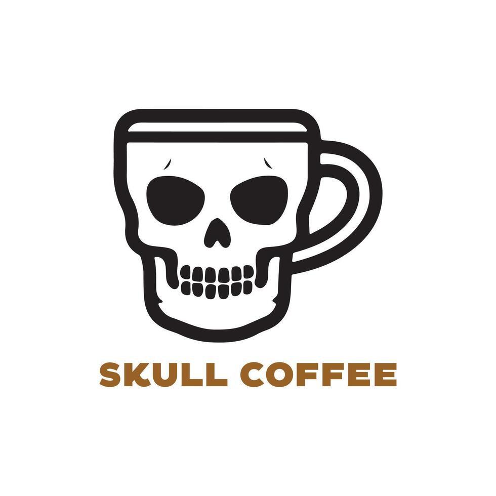 coffee cup with skull logo design template vector