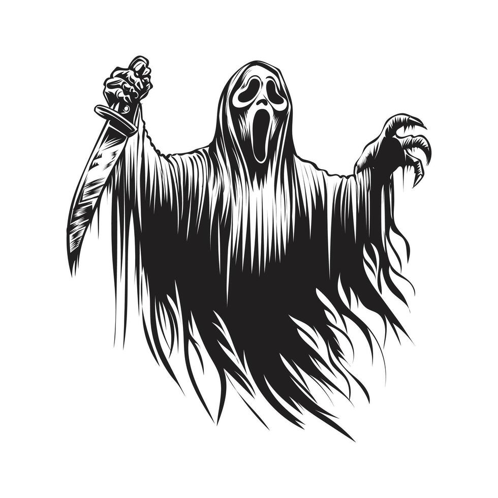 Halloween ghost illustration design template vector
