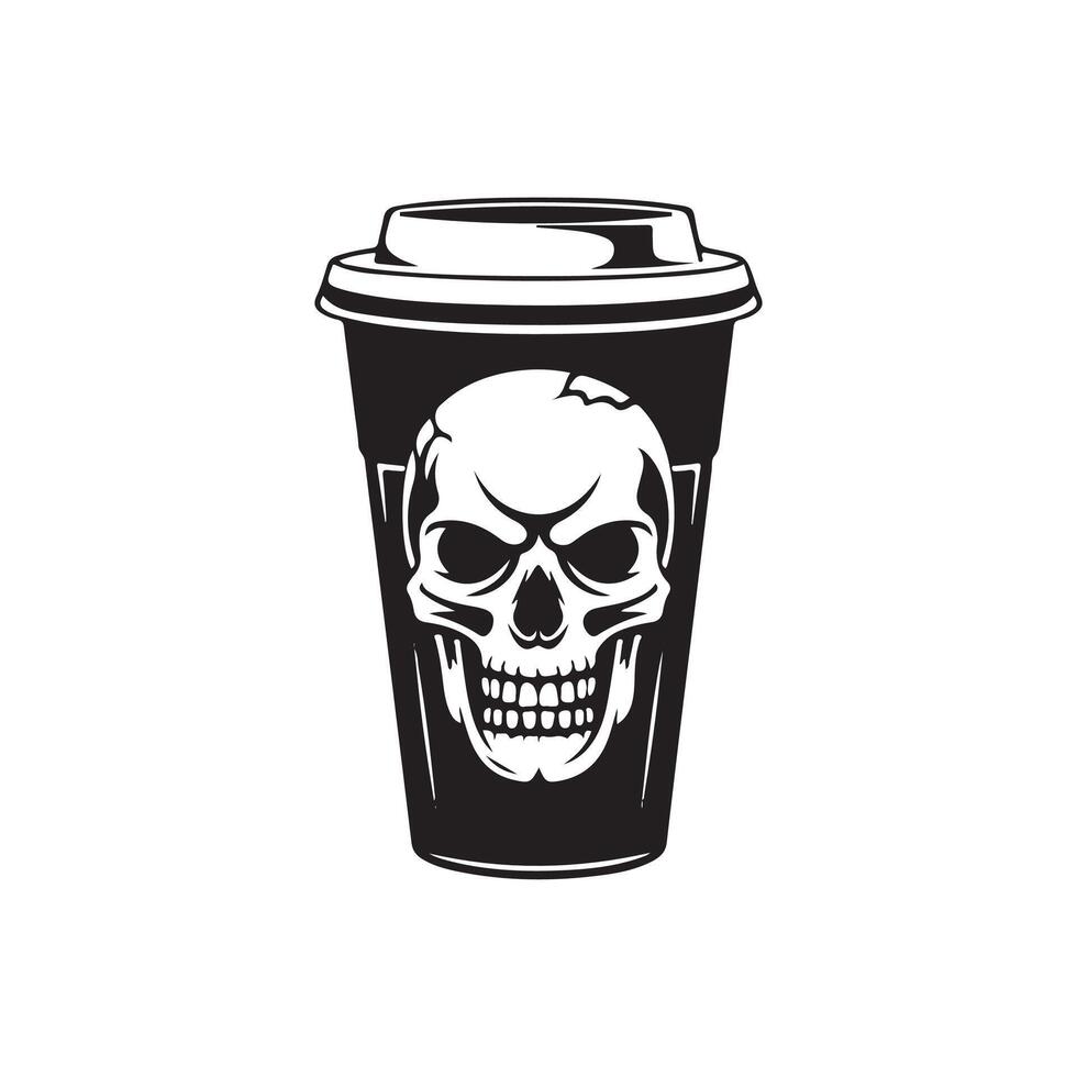 skull with coffee cup logo design template vector