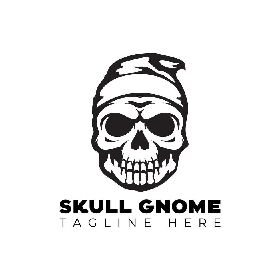 skull with gnome logo design template vector