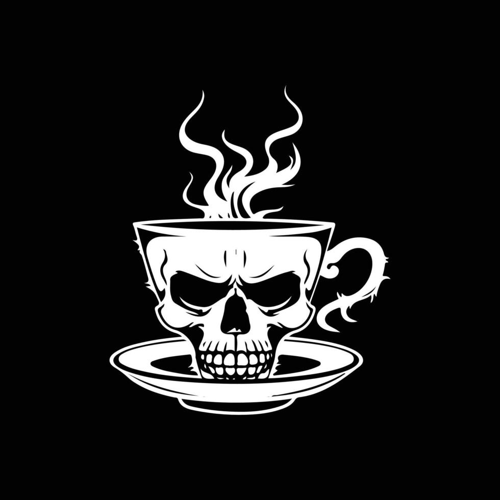 skull with coffee cup logo design template vector