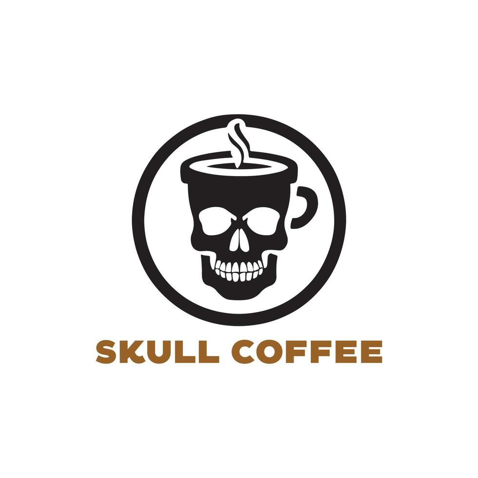 coffee cup with skull logo design template vector