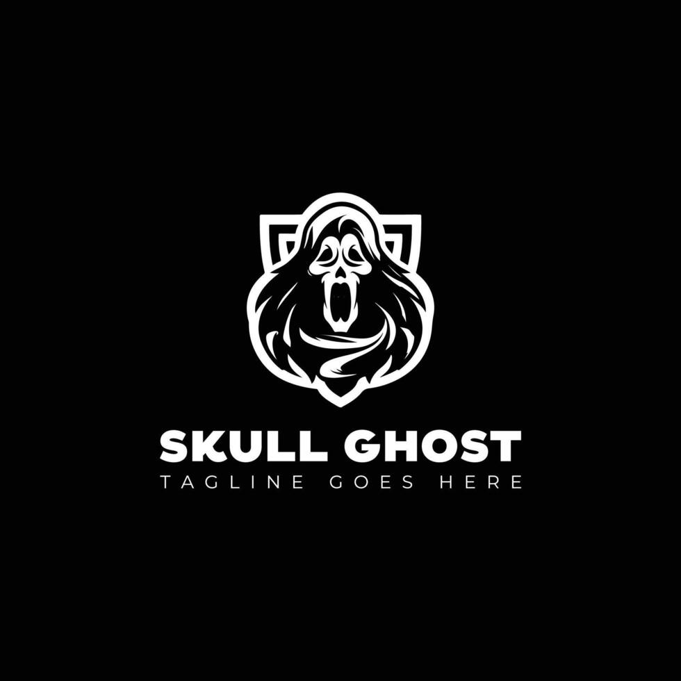 skull with ghost logo design template vector