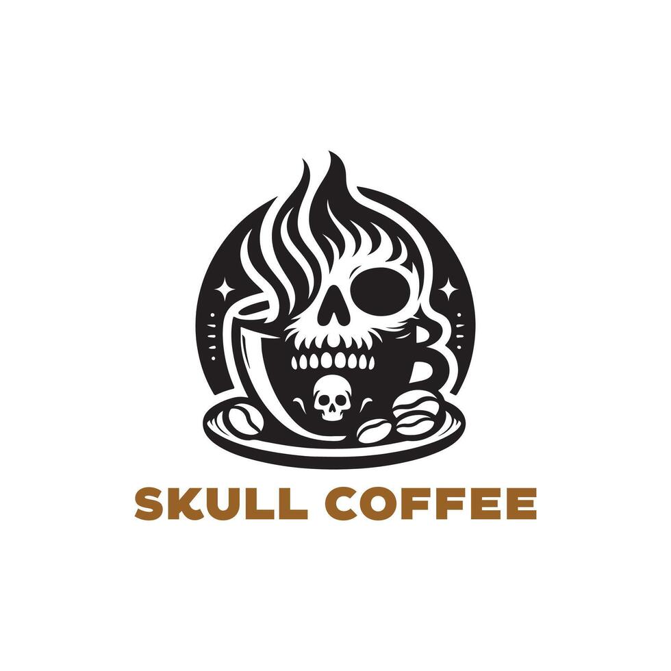 coffee cup with skull logo design template vector