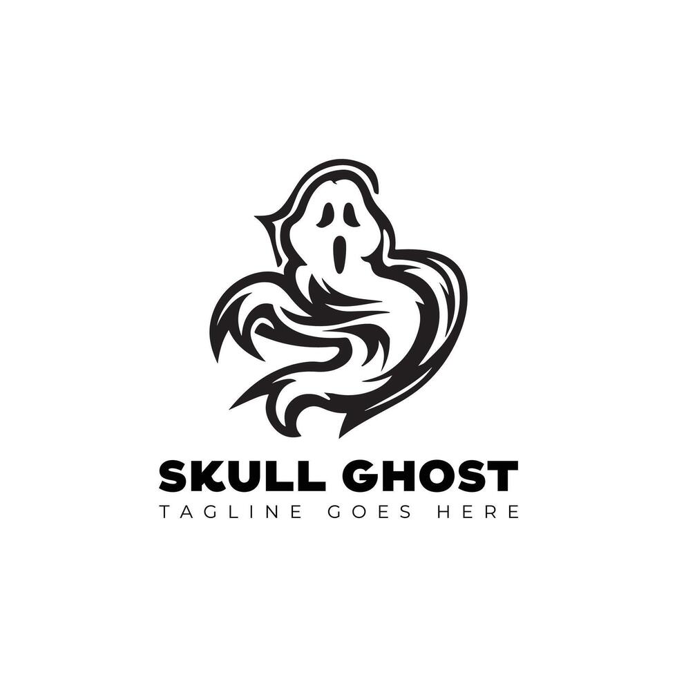 skull with ghost logo design template vector