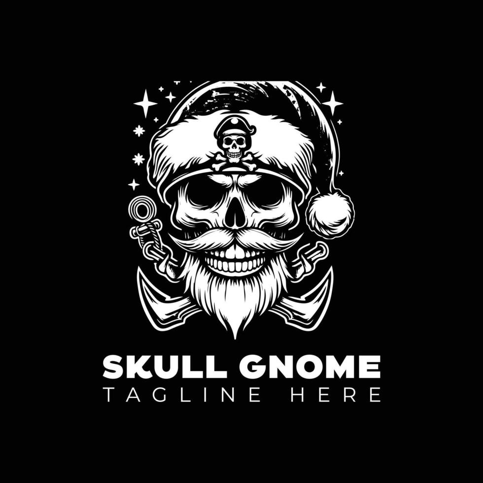 Skull Santa pirate illustration logo design template vector
