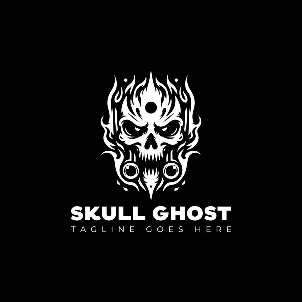 skull with ghost logo design template vector