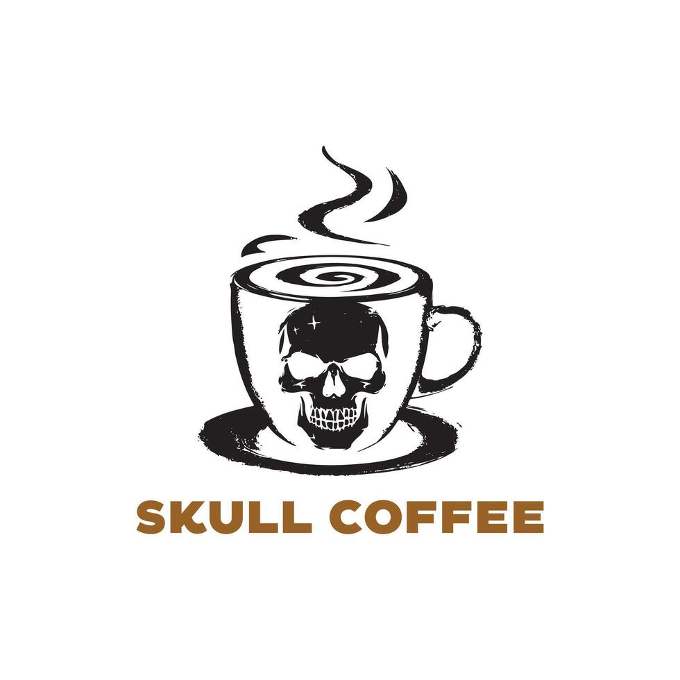coffee cup with skull logo design template vector