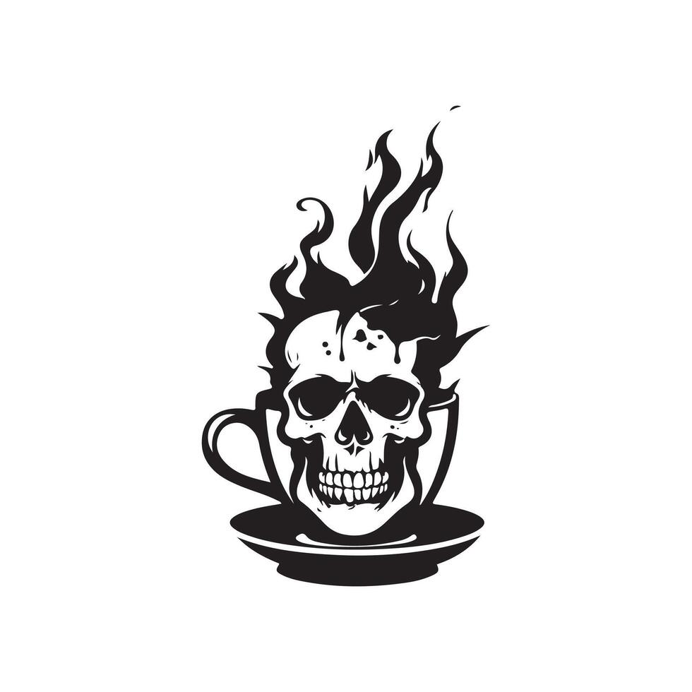 skull with coffee cup logo design template vector