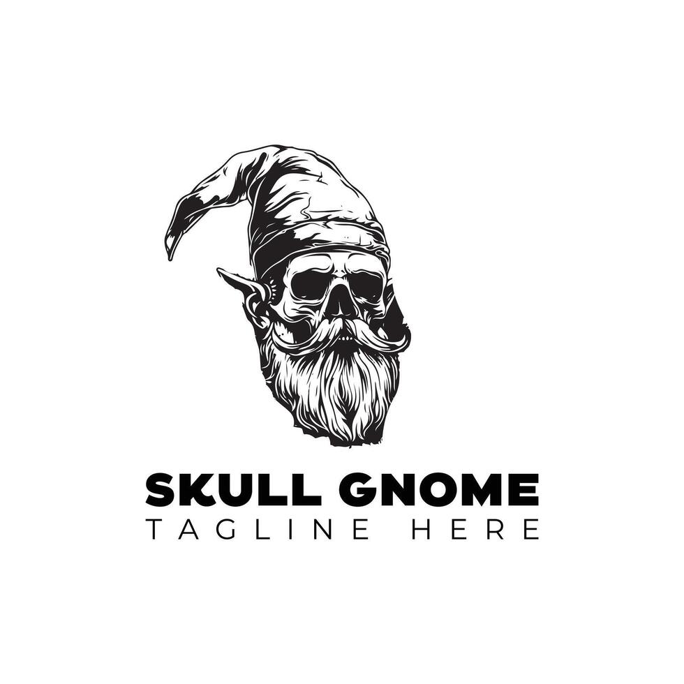 skull with gnome logo design template vector