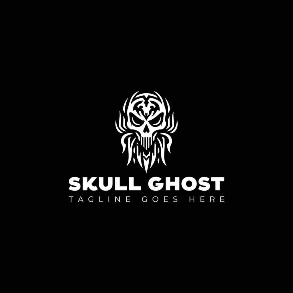 skull with ghost logo design template vector