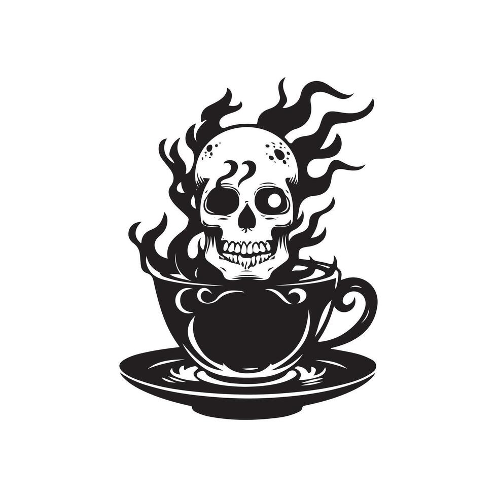 skull with coffee cup logo design template vector