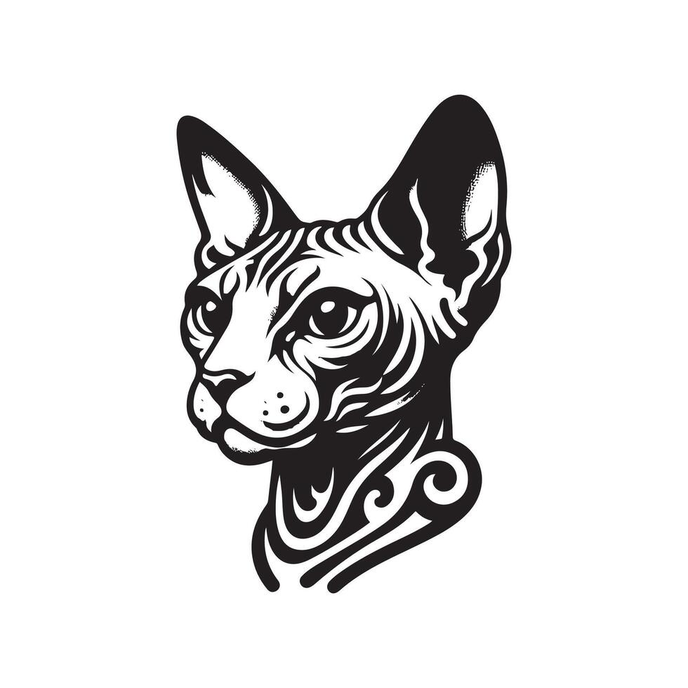 Sphynx Cat logo design silhouette perfect shape black and white vector