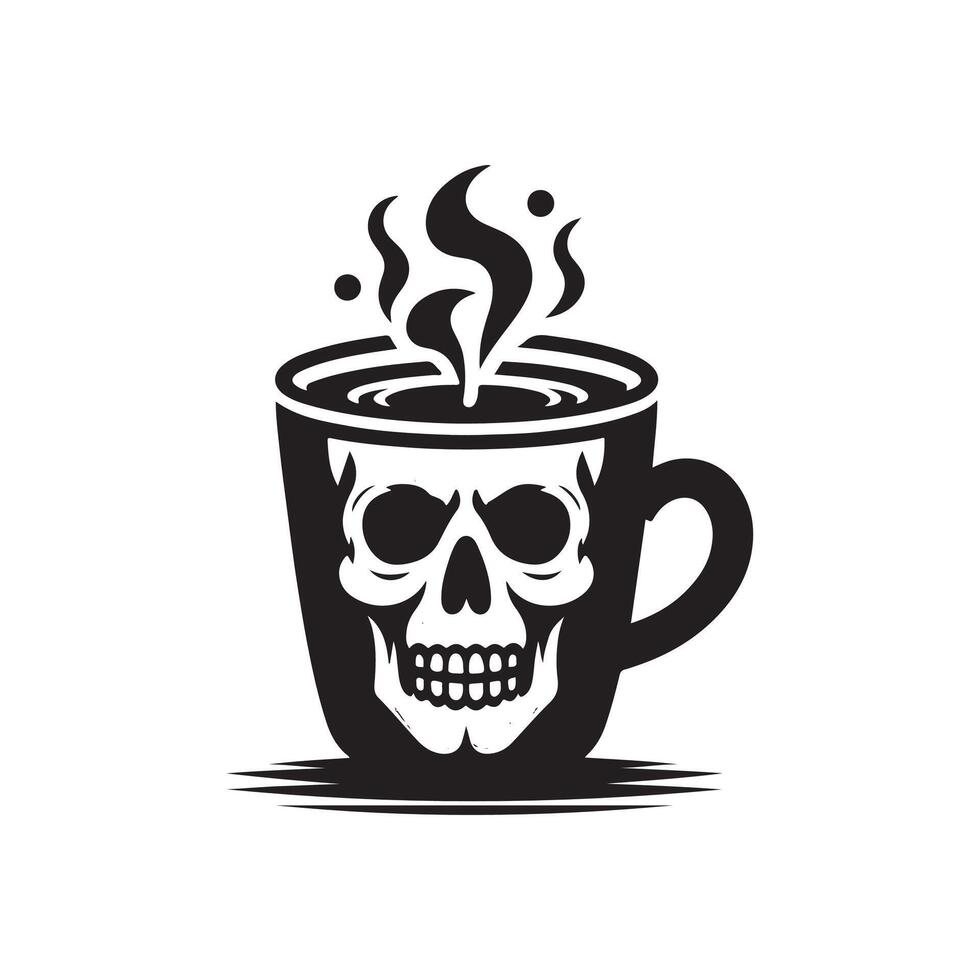 skull with coffee cup logo design template vector