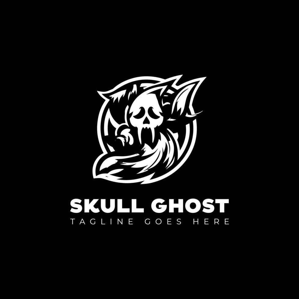 skull with ghost logo design template vector