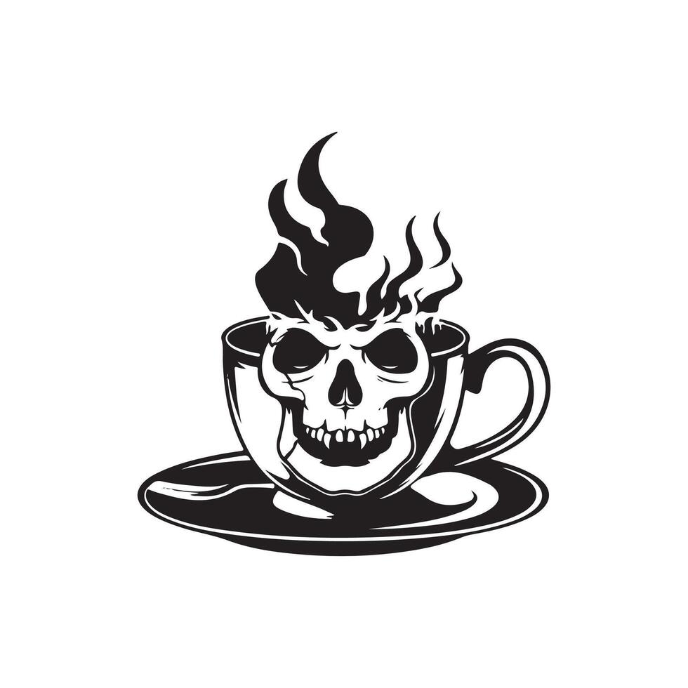 skull with coffee cup logo design template vector
