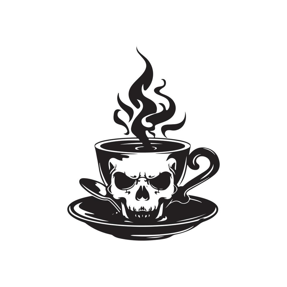 skull with coffee cup logo design template vector
