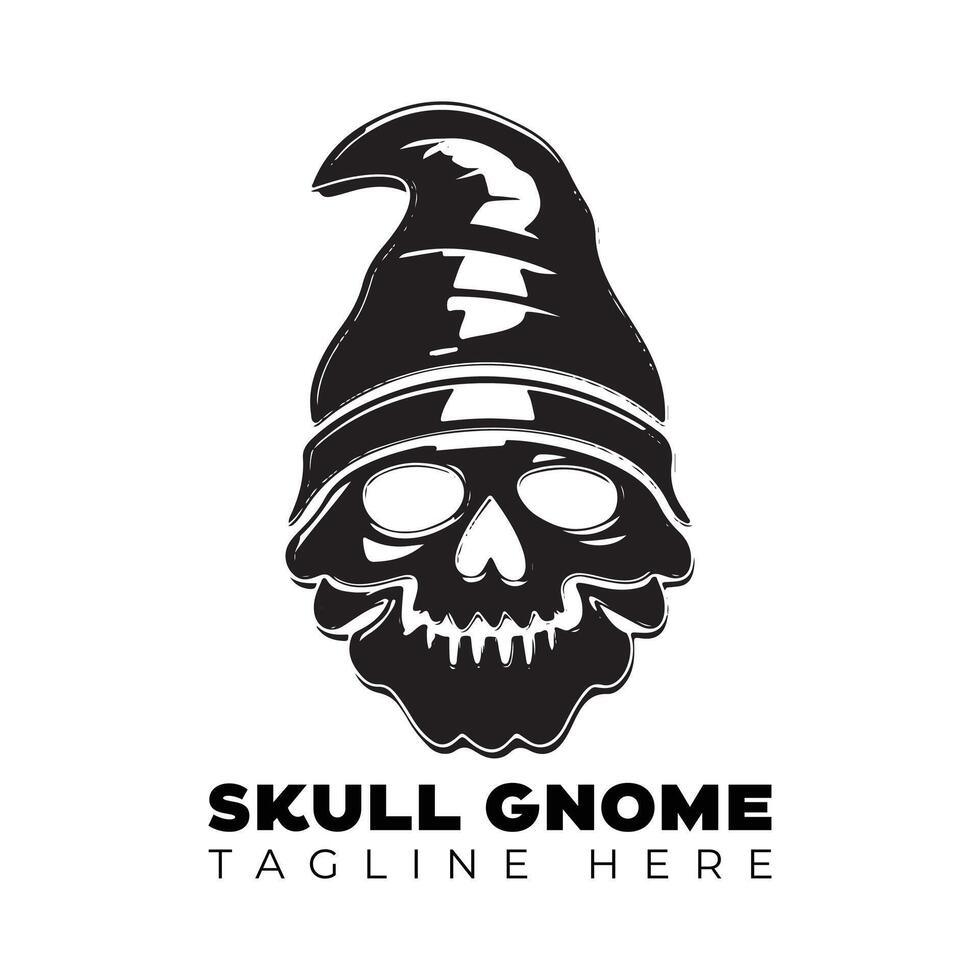 skull with gnome logo design template vector