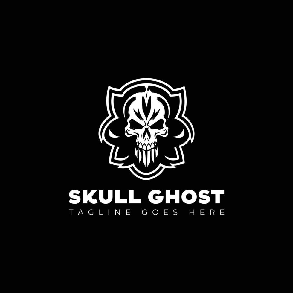 skull with ghost logo design template vector