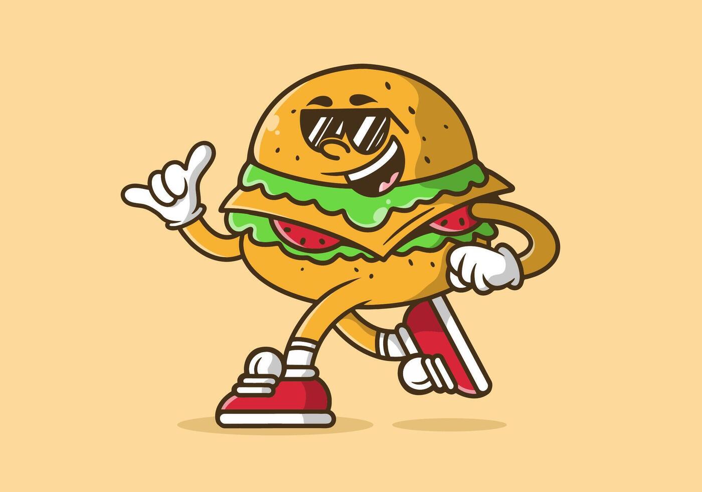 Mascot character illustration of running burger vector