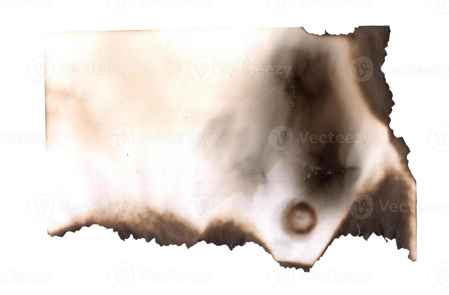 Burnt page on a white background. Vintage burned paper edges heart background photo