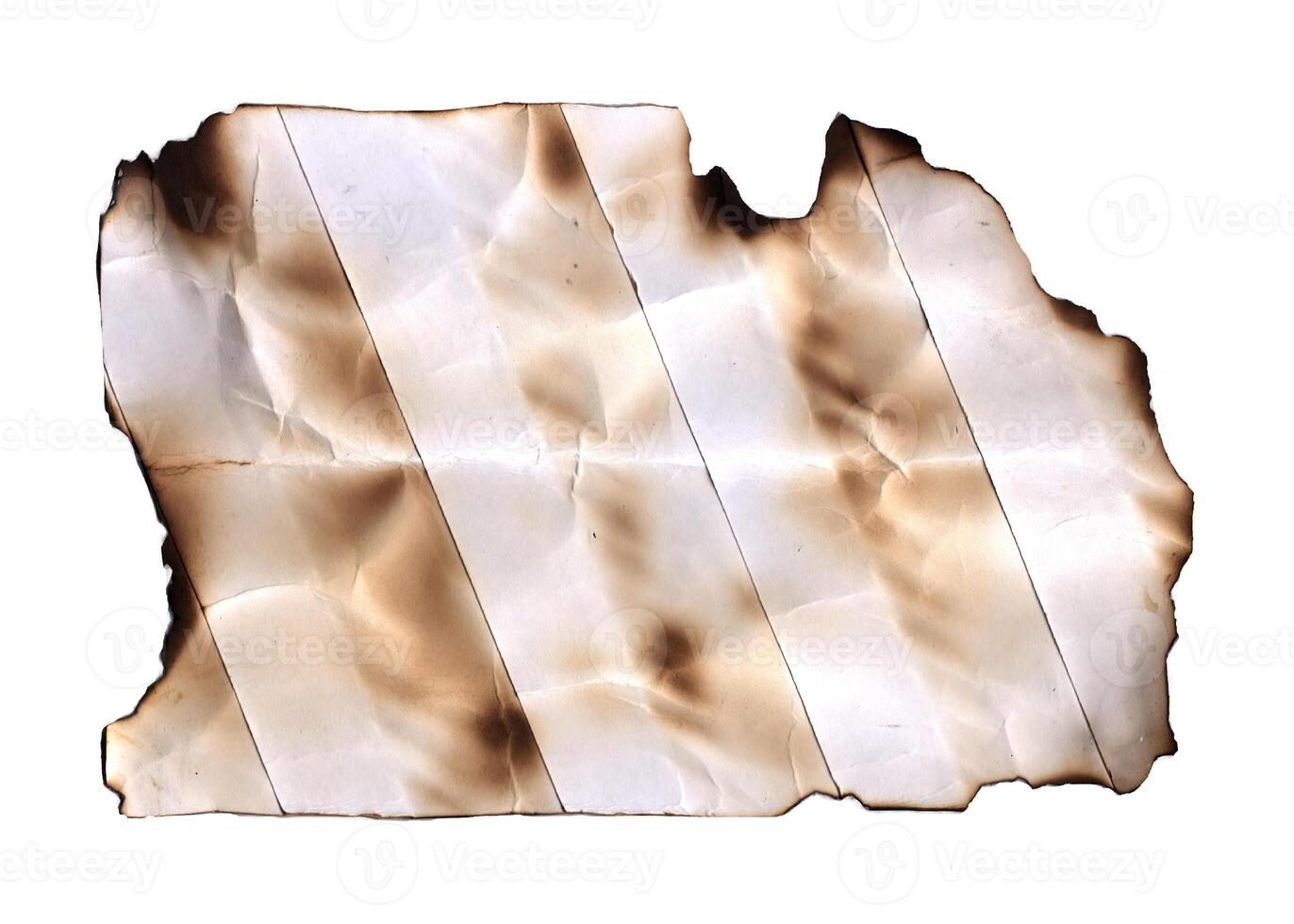 Burnt page on a white background. Vintage burned paper edges heart background photo