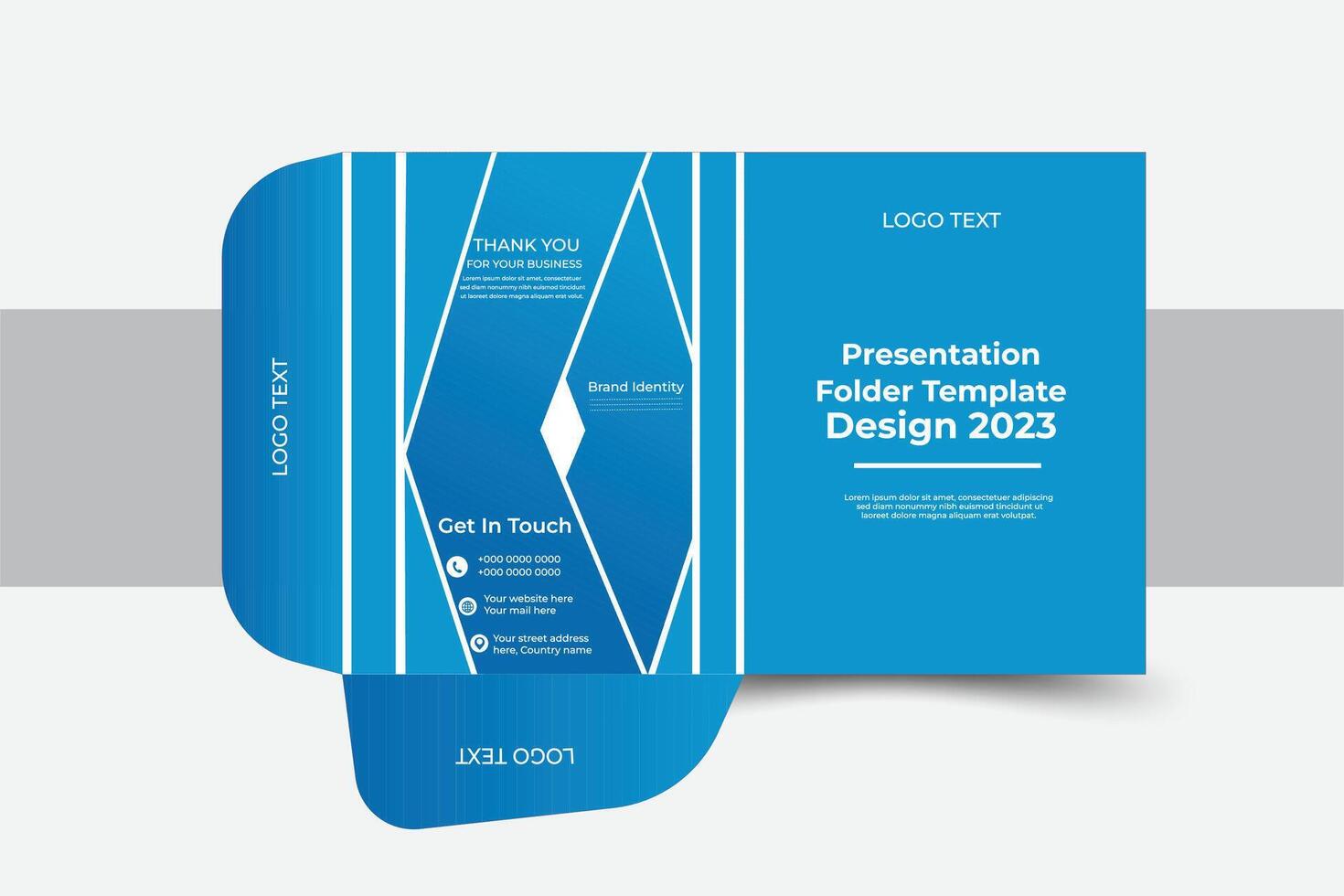 Business folder for files, design. The layout is for posting information about the company, text. vector