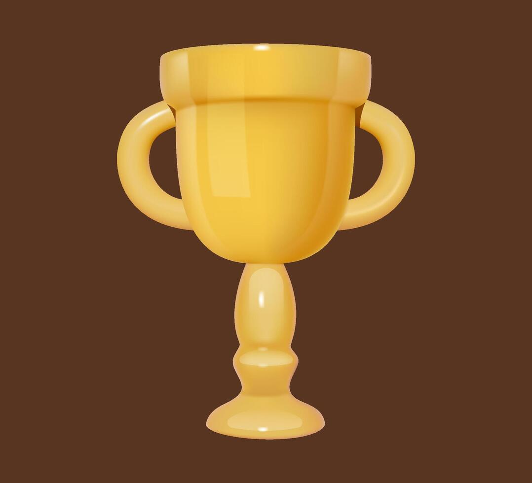 3D Trophy Cup With Handles. vector