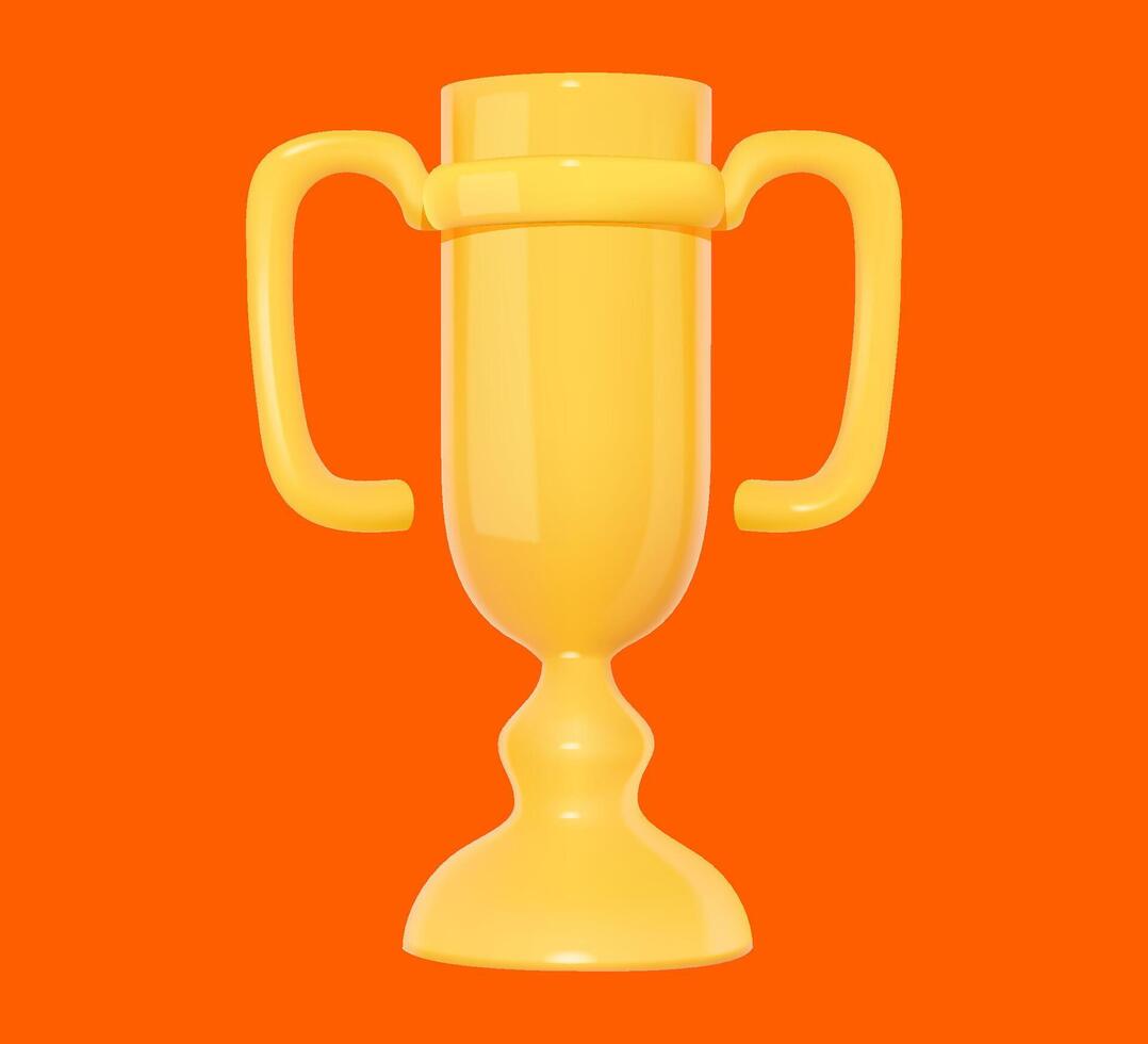 3D Minimalist Golden Trophy. vector