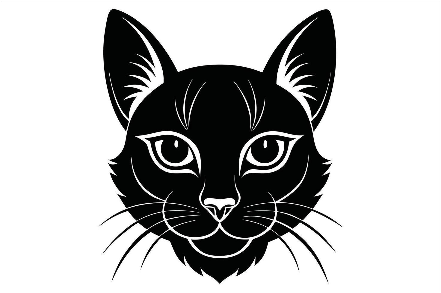Cat Head Silhouette. vector