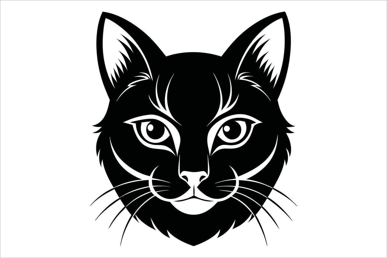 Cat Head Silhouette. vector