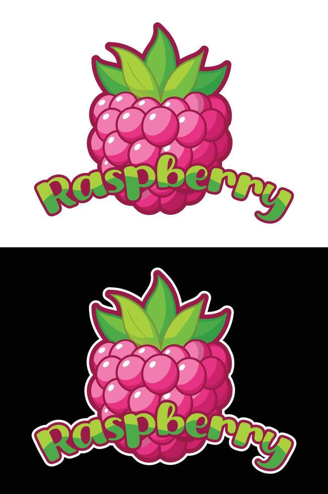 Raspberry Fruit Illustration with Name. vector