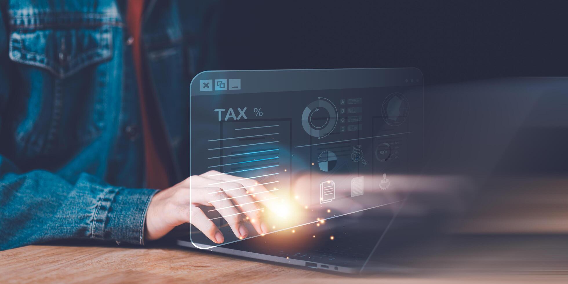 Business people planning annual tax deduction, tax rate calculation, and business financial budget, effective tax deduction planning ideas for individuals and companies,document management system photo
