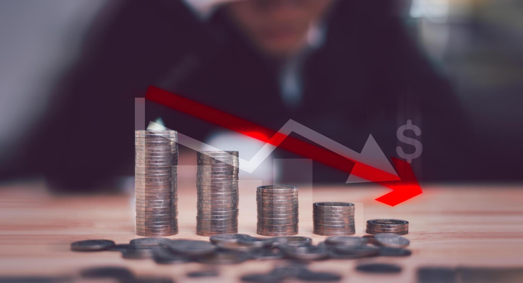 unsolvable financial problem concept ,unemployment, poverty, unpaid debts,business loss, bankruptcy and crisis ,Anxious about future financial crises ,investment ,Risk and mistake photo